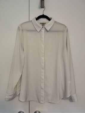H&M White Long-Sleeve Button-Down Blouse